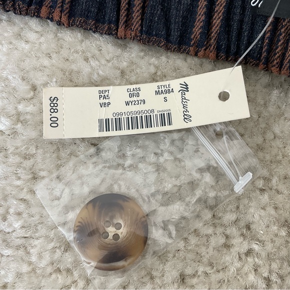 Madewell Brown Black Plaid Skirt Double Breasted Buttons Academia S - Picture 11 of 12